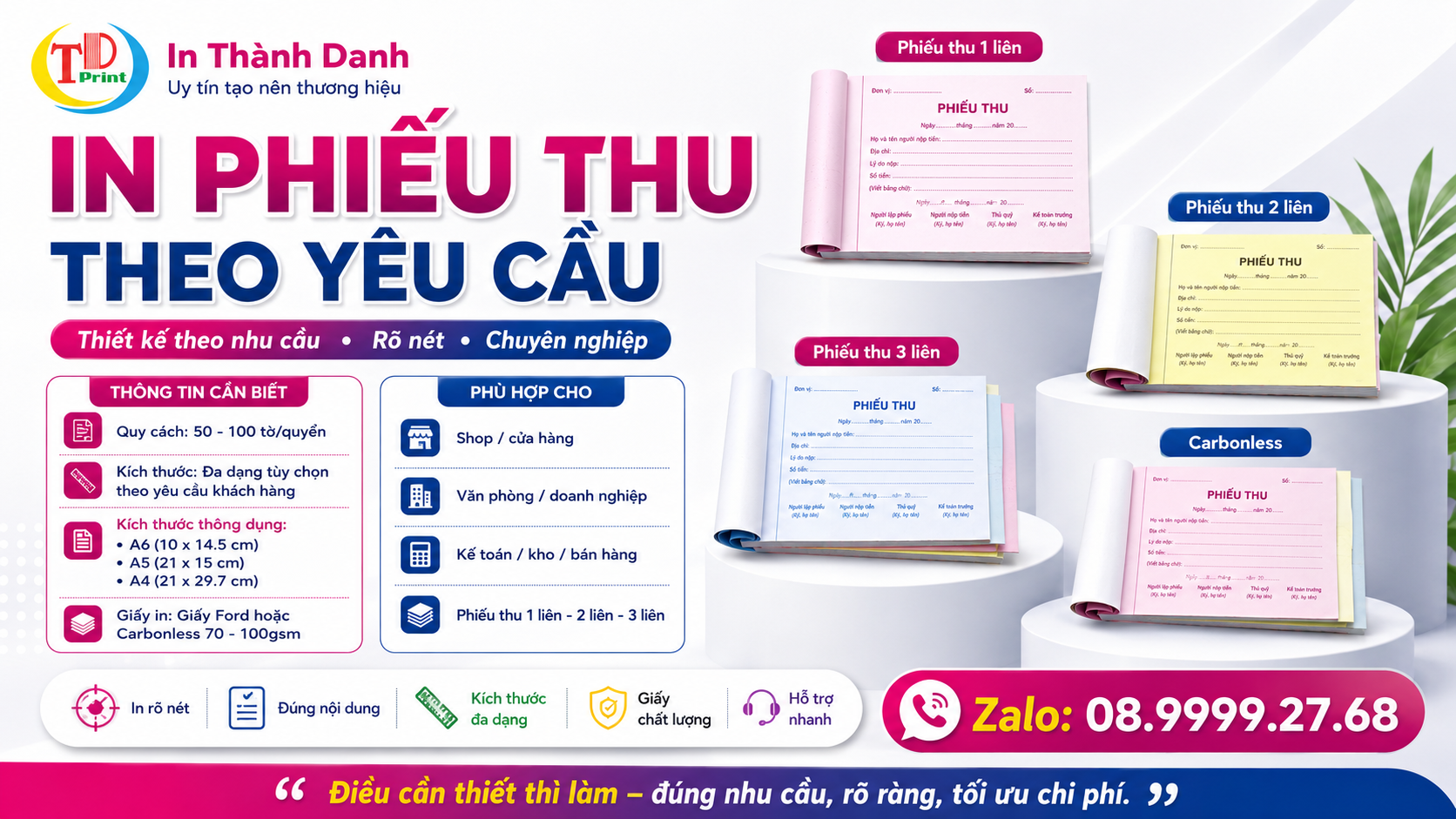 IN Phiếu Thu - Chi In phieu thu theo yeu cau