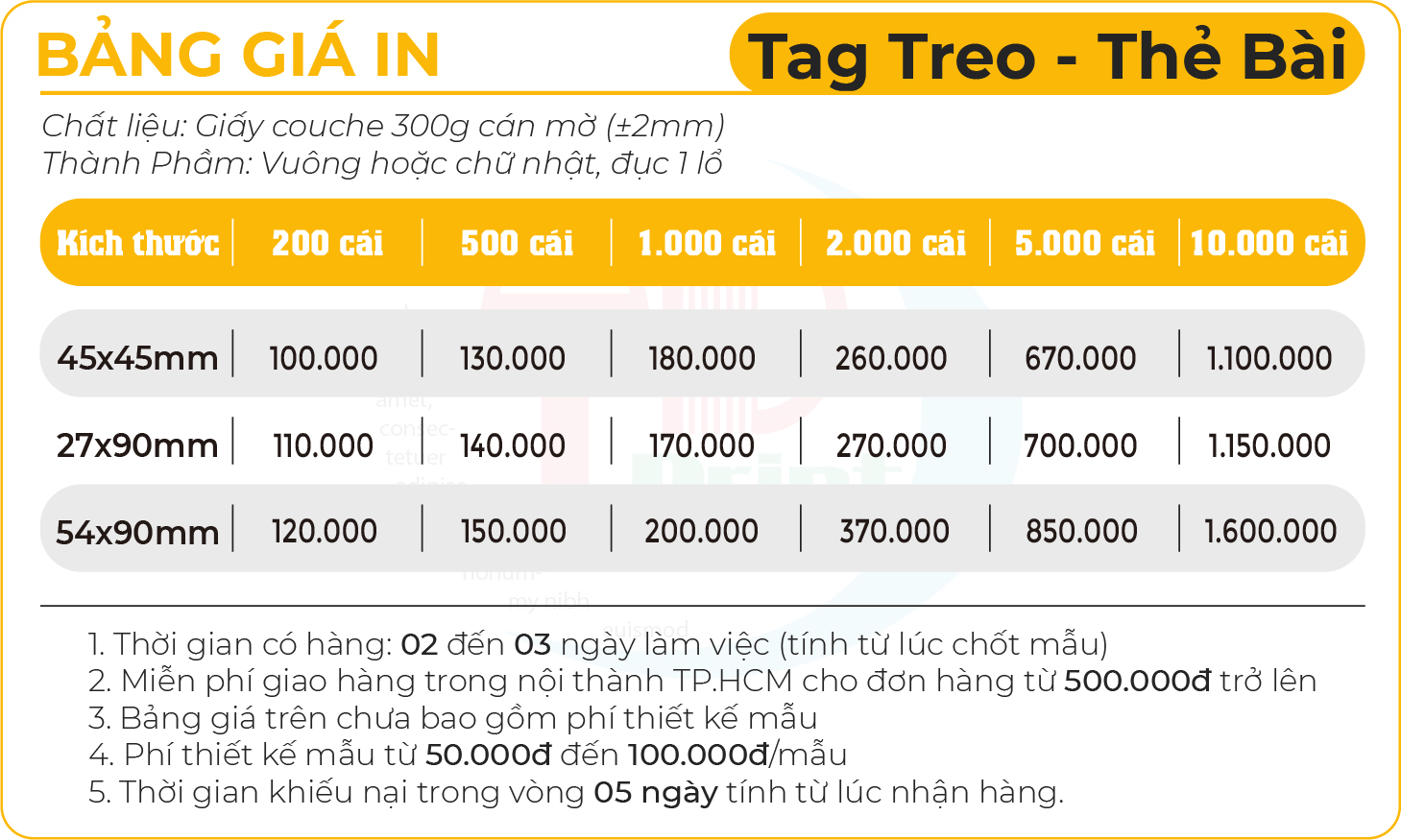 Bảng Báo Giá